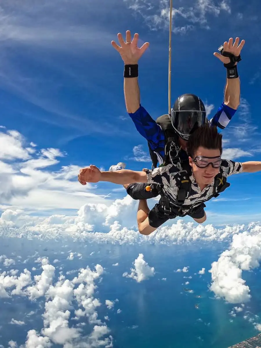 Tandem skydive over the Gulf of Thailand